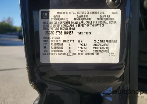 2006 Chevrolet Silverado C1500 from USA, damaged, VIN 2GCEC13T561104957